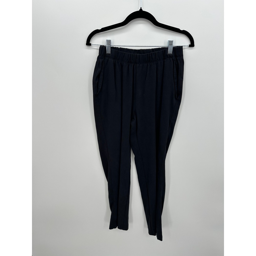 Lands‎ End Womens Sport Knit Straight Leg Pants Black Cotton Elastic Waist Small